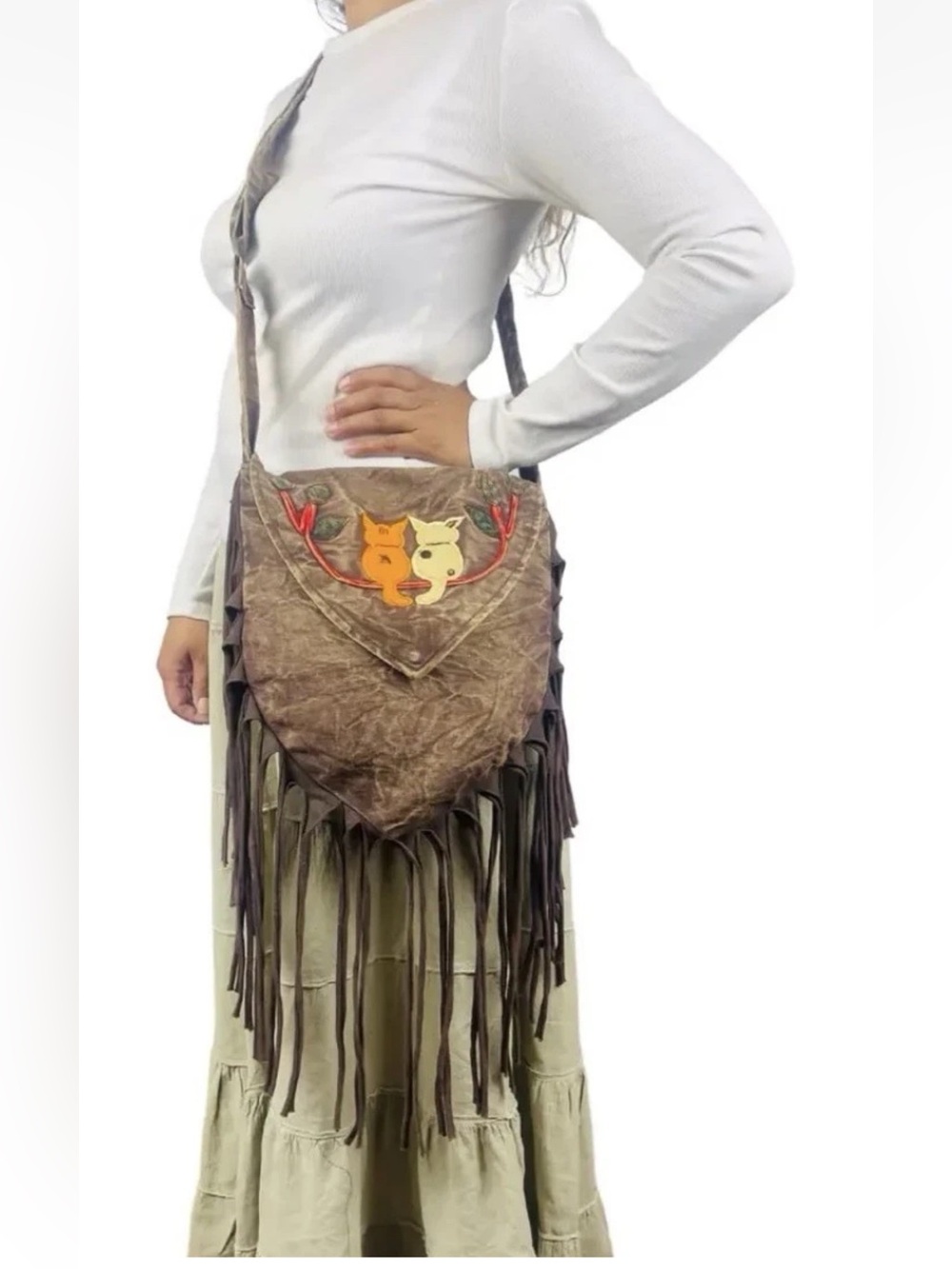 Bohemian Bag - Crossbody Cat Fring Brown